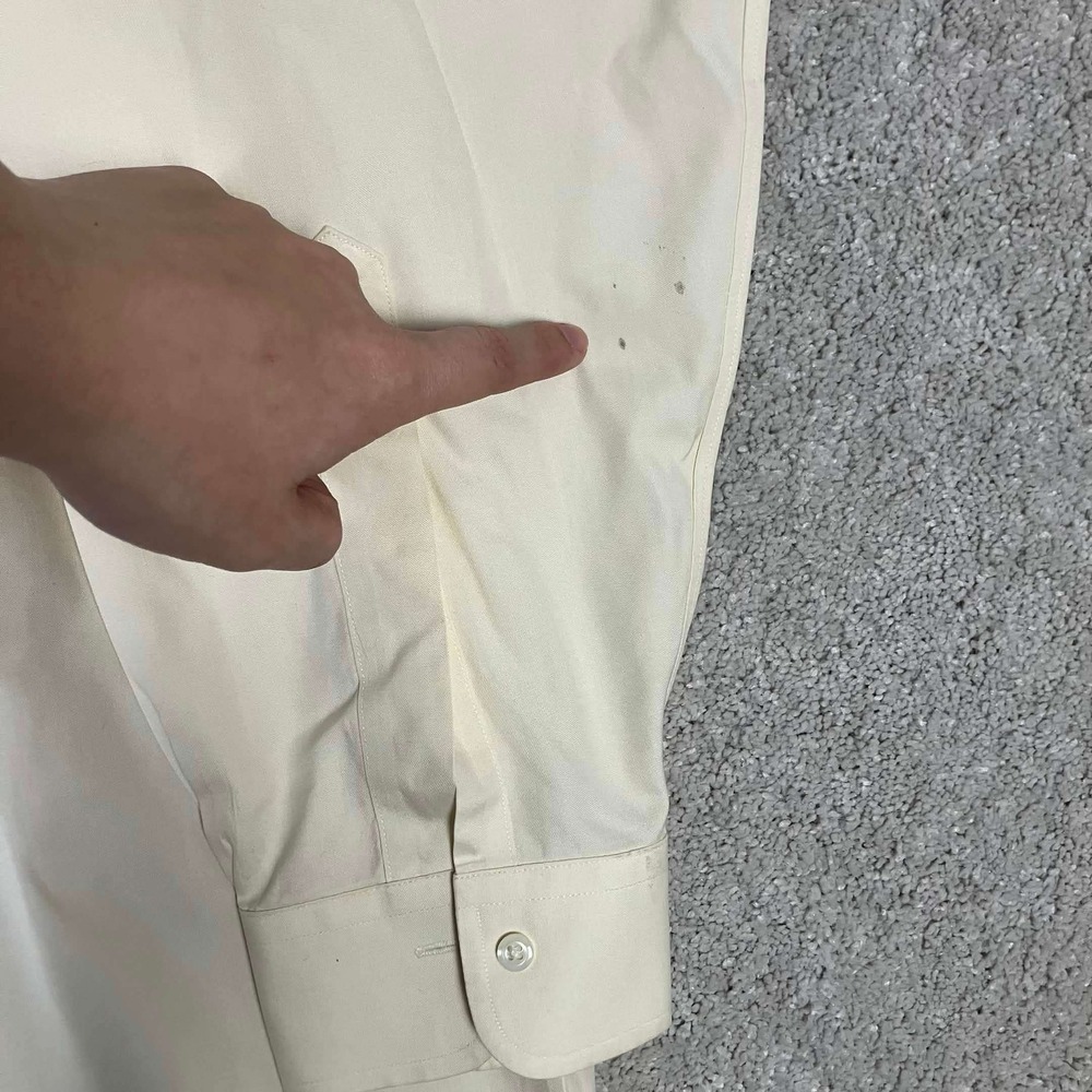 VTG Brooks Brothers Non-Iron Dress Shirt 16.5-34 Mens Cream Cotton Long Sleeve - Picture 4 of 12